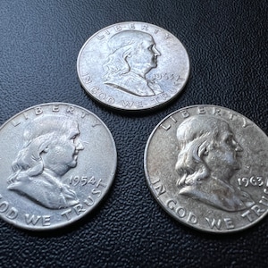 Silver Franklin Half Dollar 1/2 50 Cents Liberty Bell by Year and Grade 1948-1963 United States Coins