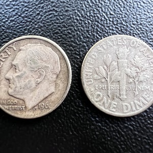 Silver Roosevelt Dimes 10 Cents Dime by Year and Grade 1956-1964 United States Coins