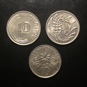 Singapore Coins Cent Cents Dollar Dollars by Year 1950-2000 EF-AU Excellent Condition!