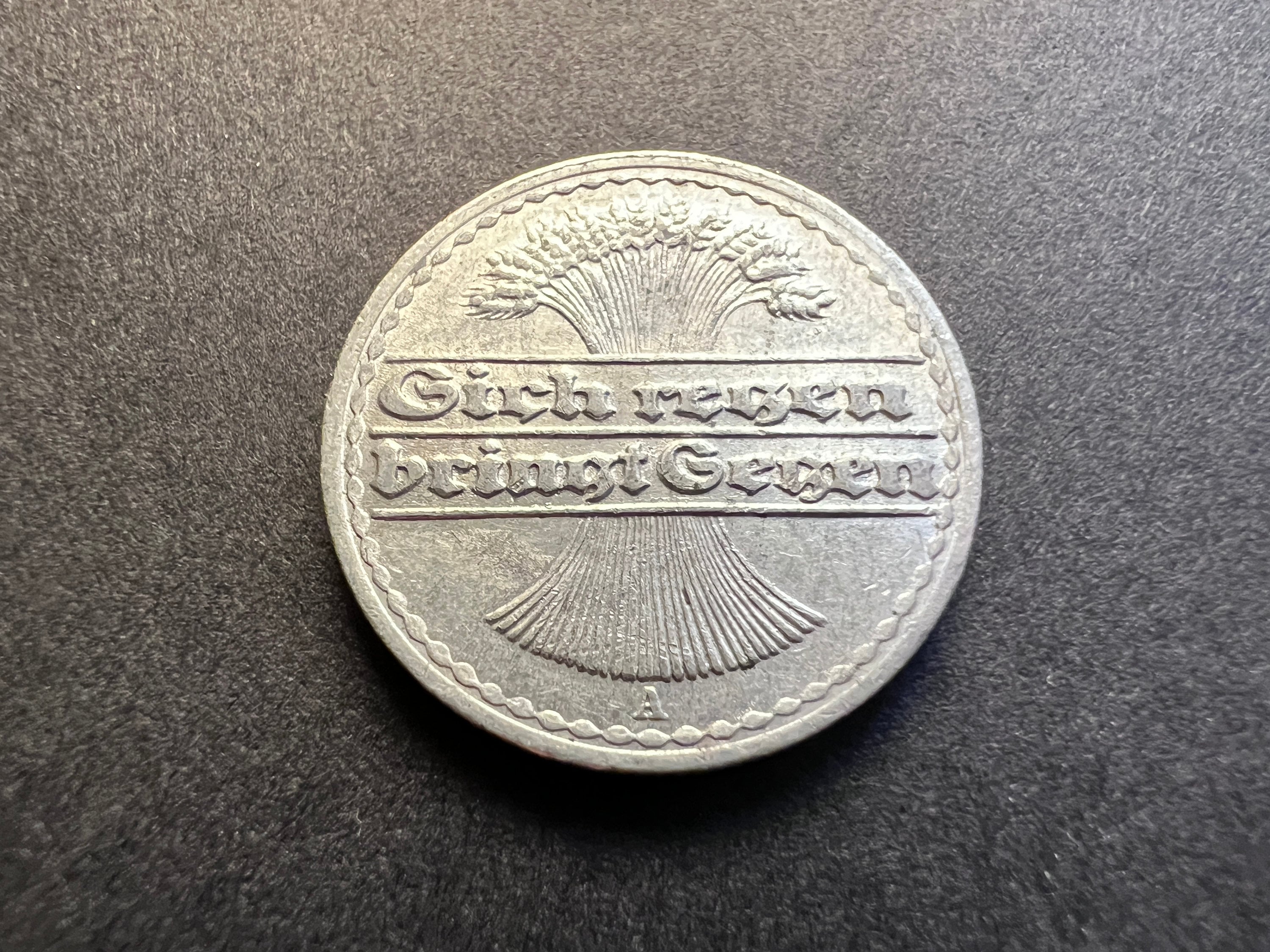 1919年！ドイツ帝国！ 50 Pfennig 硬貨【ワイマール】初硬貨！ 1919年！ドイツ帝国！ 50 Pfennig 硬貨【ワイマール】初硬貨！