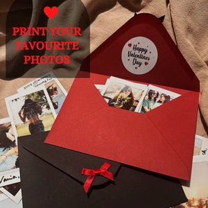 Buste per foto Instax Mini personalizzate/personalizzate in stile Polaroid con nastro a fiocco/Regalo d'amore per felice San Valentino
