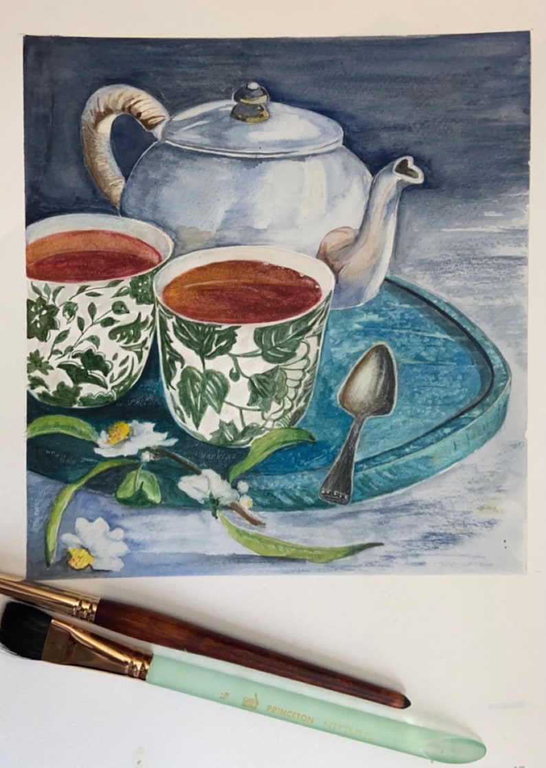 Original Teapot Watercolor Painting Artwork on Paper Teapot Etsy UK