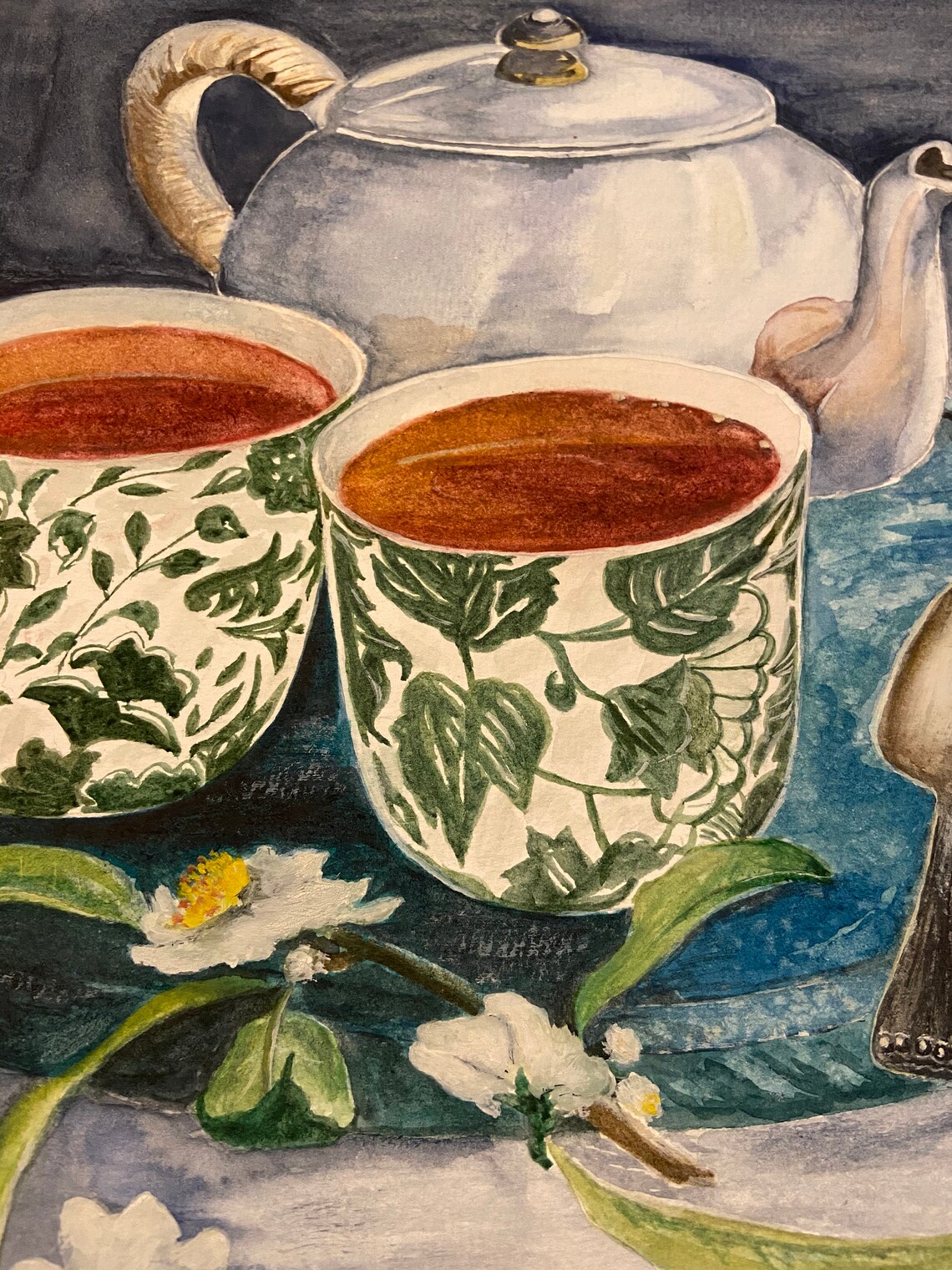 Original Teapot Watercolor Painting Artwork on Paper Teapot Etsy UK