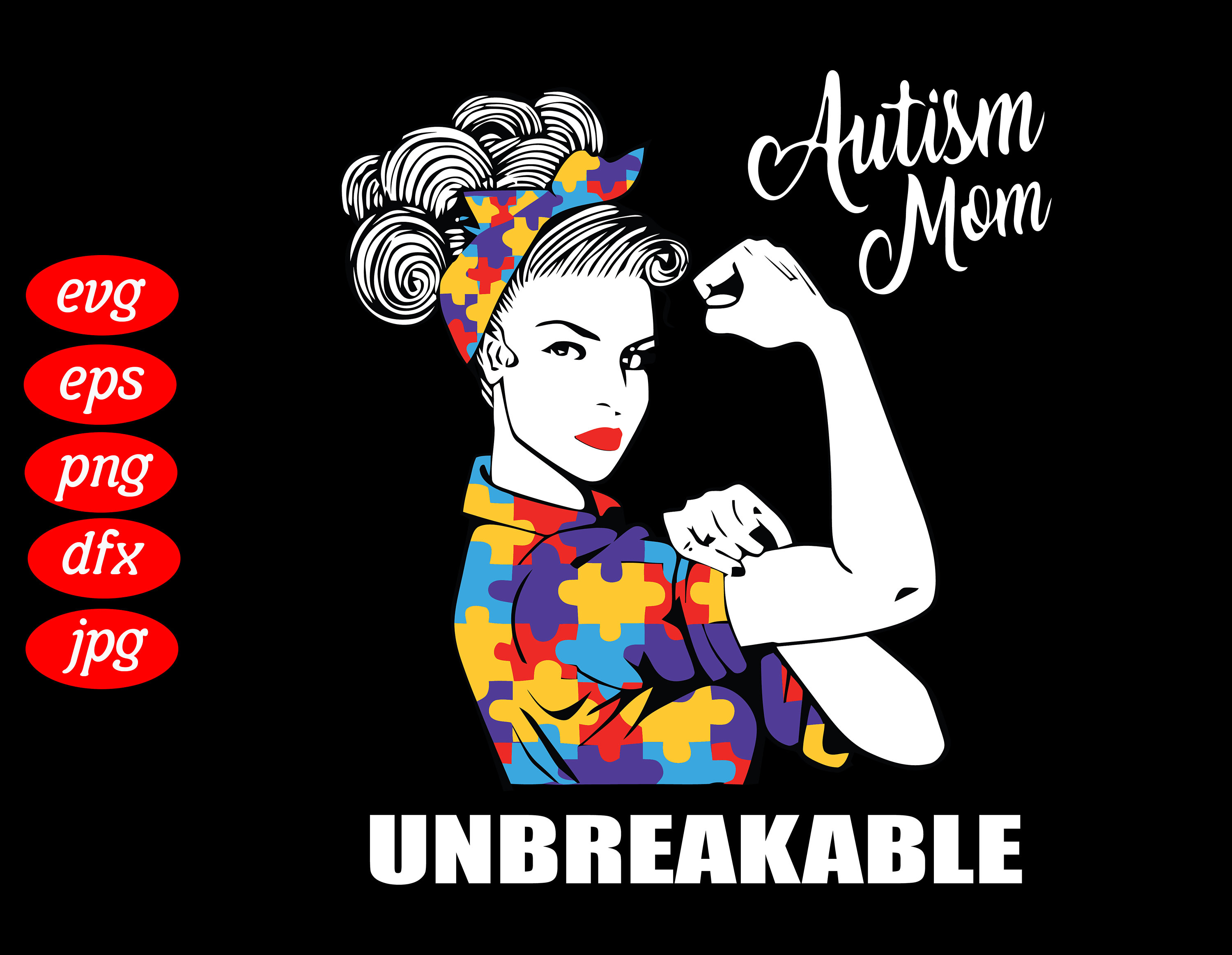 Download Autism Mom Unbreakable SVG Autism Awareness Puzzle Cricut ...