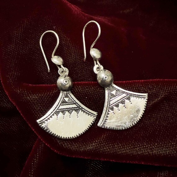 Paire De Boucles D'oreilles Pendantes En Argent Massif 925 - Style Ethnique Et Ancien