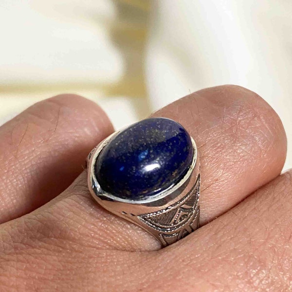 Bague Touareg en argent et lapis lazuli