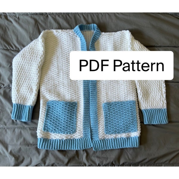 Crochet cardigan sweater pattern, PDF crochet pattern, alpine sweater, crochet alpine cardigan