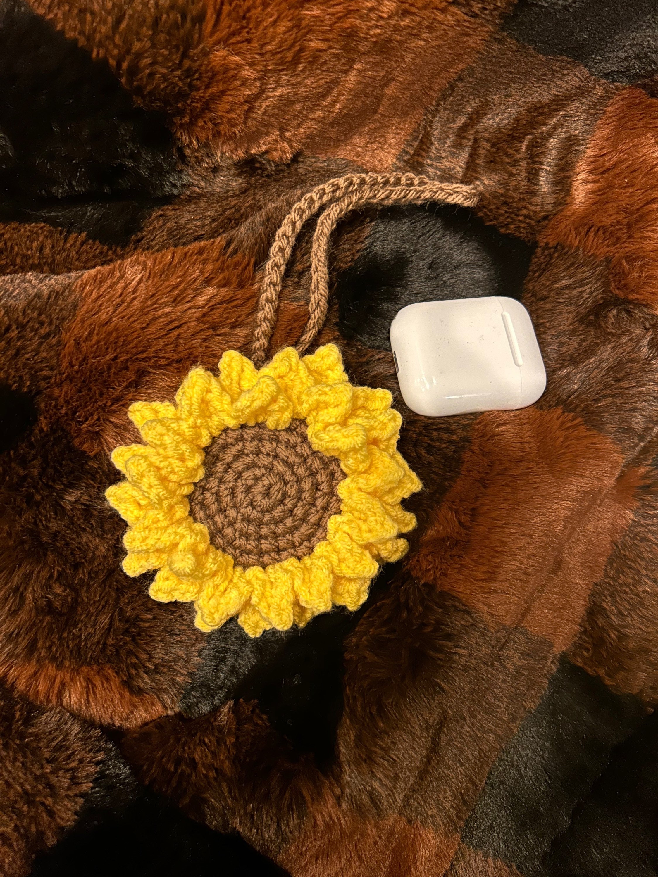 Samoolam Handmade Crochet Boho Bag Charm Key Chain - Green Flower