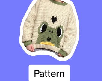 Crochet sweater pattern, frog sweater, crochet jumper, oversized crochet sweater pattern, casual crochet pattern, crochet jumper pattern