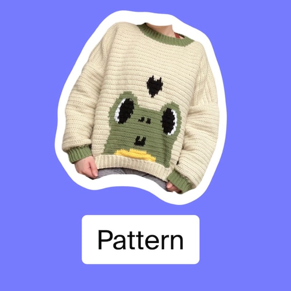 Crochet sweater pattern, frog sweater, crochet jumper, oversized crochet sweater pattern, casual crochet pattern, crochet jumper pattern