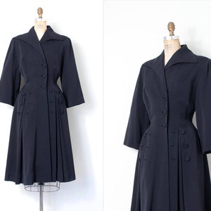 vintage 1940s princess coat in navy blue small image 1