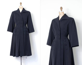 vintage 1940s princess coat in navy blue (small)