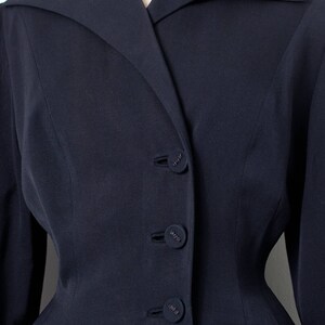 vintage 1940s princess coat in navy blue small image 4