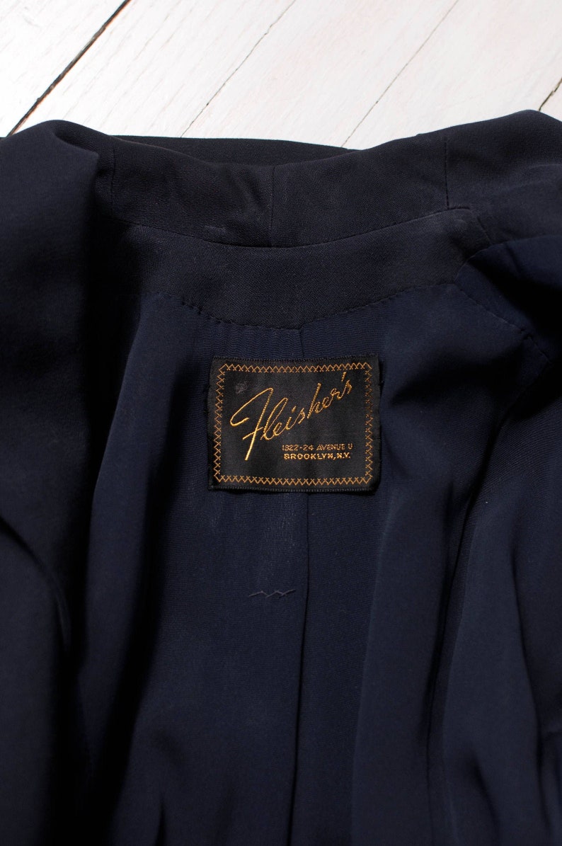 vintage 1940s princess coat in navy blue small image 2