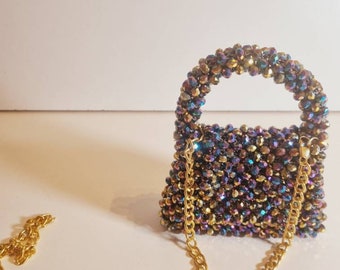 NEW! Multicolour gemstone clutch with gold chain