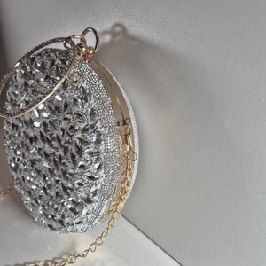 Metallic Rhinestone Clutch Silver Rhinestone Clutch Purse: Round Evening Bag (18 Cm) - Etsy