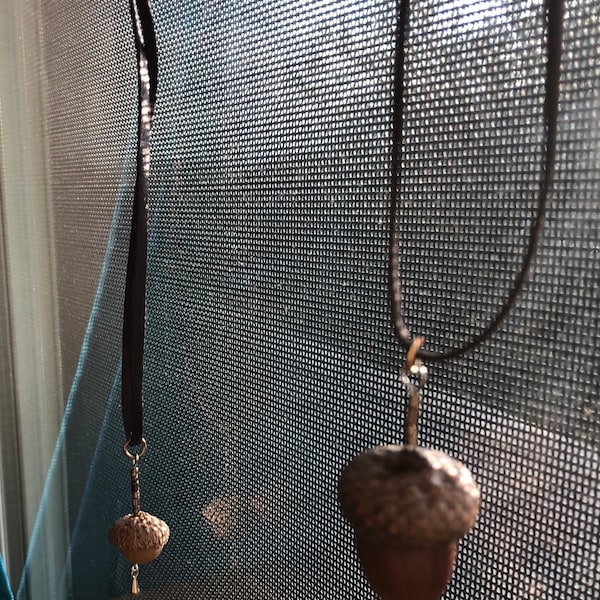 Secret compartment tiny real cottagecore acorn necklace