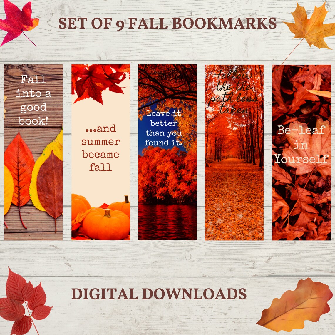 Fall Bookmarks Autumn Bookmarks Digital Bookmarks Digital | Etsy