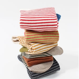 Chaussettes ras du cou à rayures : jolies chaussettes de style rétro, mélange de coton, pointures pour femmes 6-8