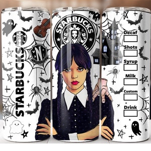 WEDNESDAY 20oz Tumbler Stainless Steel. Comes with a Stainless Steel Straw, Straw Cleaner, and Plastic Lid Free Ceramic Coaster