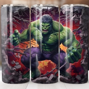 The Hulk 20oz Tumbler FREE Matching Coaster.  Comes with a Stainless Steel Straw, Straw Cleaner, and Plastic Lid