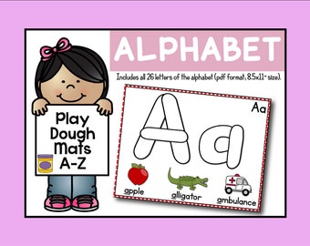 Tappetini per pasta alfabeto / Pasta per giocare ABC / Materiale scolastico per la casa / Lettere / Alfabeto prescolare / Tappetini per pasta da gioco stampabili / DOWNLOAD IMMEDIATO