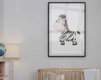 Watercolor Zebra Print, Nursery Printable, Printable Poster, Animals, Wall Art, Nursery Decor, Decoration, Baby Decor, Animal Print