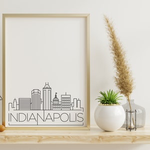 Indianapolis Skyline Printable Poster, Home Decor, Simple Print, Home Wall Art, Black and White, Digital Download, Skyline Print, Indiana