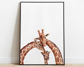 Giraffe Family Print, Nursery Printable, Playroom Poster, Animals, Wall Art, Nursery Decor, Decoration, Baby Decor, Animal Print