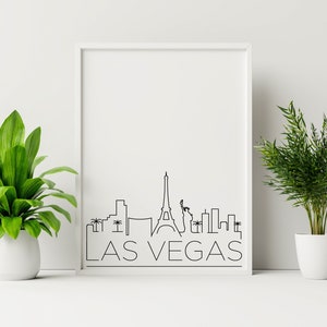 Las Vegas Skyline Printable Poster, Home Decor, Simple Print, Home Wall Art, Black and White, Digital Download, Skyline Print, Nevada