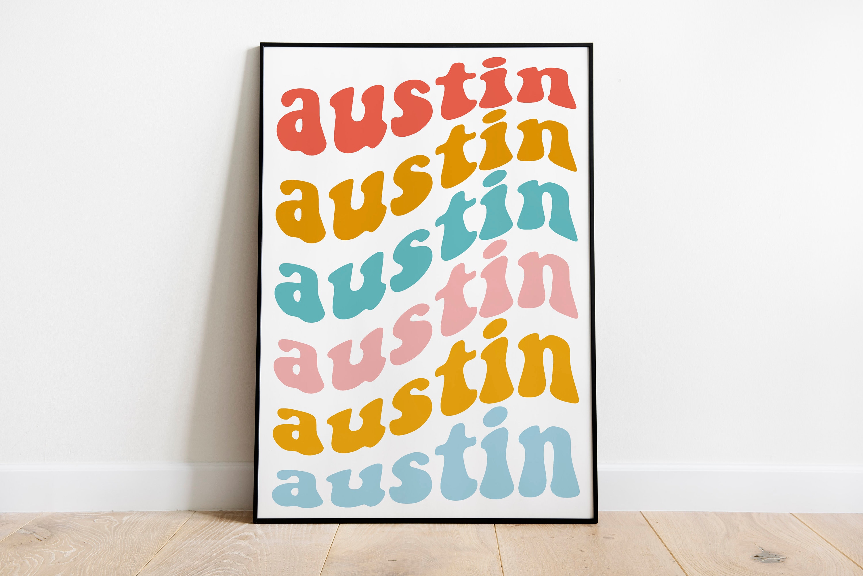 Austin Texas City Name Poster Retro Austin Wall Art Austin Etsy