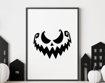 Spooky Jack-O-Lantern Halloween Print, Halloween Printable, Printable Poster, Scary, Wall Art, Digital Download, Halloween Decor, Pumpkin