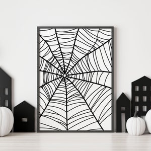 Cob Web Halloween Print, Halloween Printable, Printable Poster, Spooky, Wall Art, Digital Download, Halloween Decor, Fall, Autumn, Spider