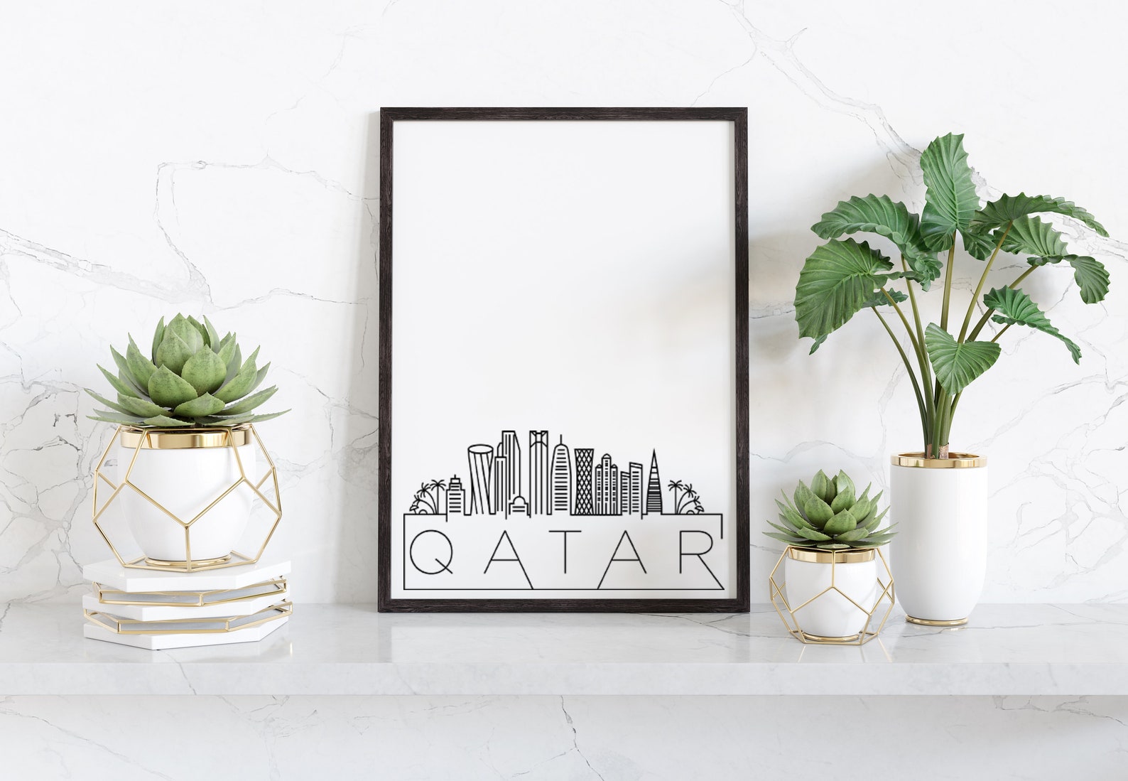 Qatar Skyline Printable Poster Home Decorations Qatar Decor Etsy