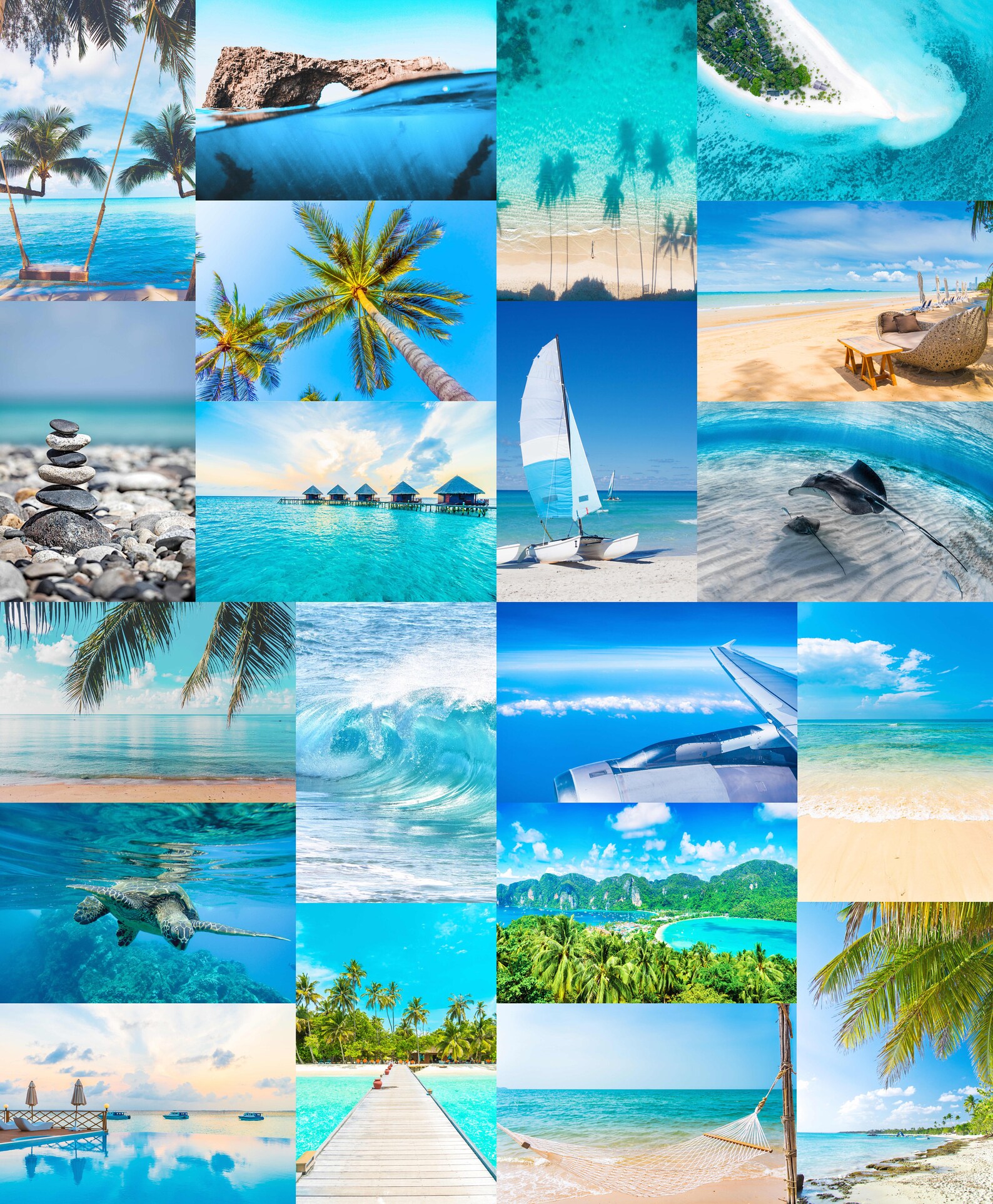 Beach Collage Kit 20pc, Beachy Blue, Beach Aesthetic, Wall Photo Set