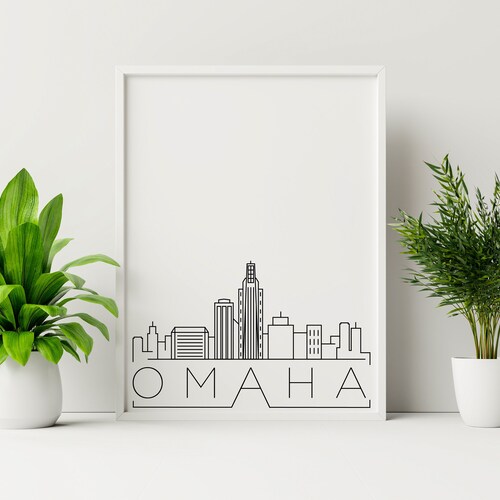 Printable Omaha Skyline Wall Decor Fine One Line Print Etsy