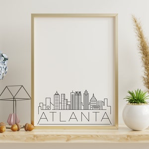 Atlanta Skyline Printable Poster, Home Decorations, Atlanta Decor, Home Wall Art, Georgia, Black and White, Digital Download, Skyline Print
