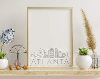 Atlanta Skyline Printable Poster, Home Decorations, Atlanta Decor, Home Wall Art, Georgia, Black and White, Digital Download, Skyline Print
