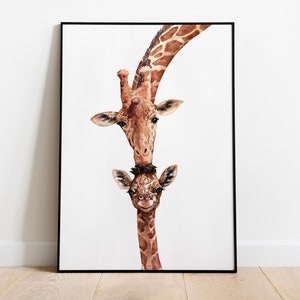 Giraffe Kisses Print, Nursery Printable, Playroom Poster, Animals, Wall Art, Nursery Decor, Decoration, Baby Decor, Animal Print