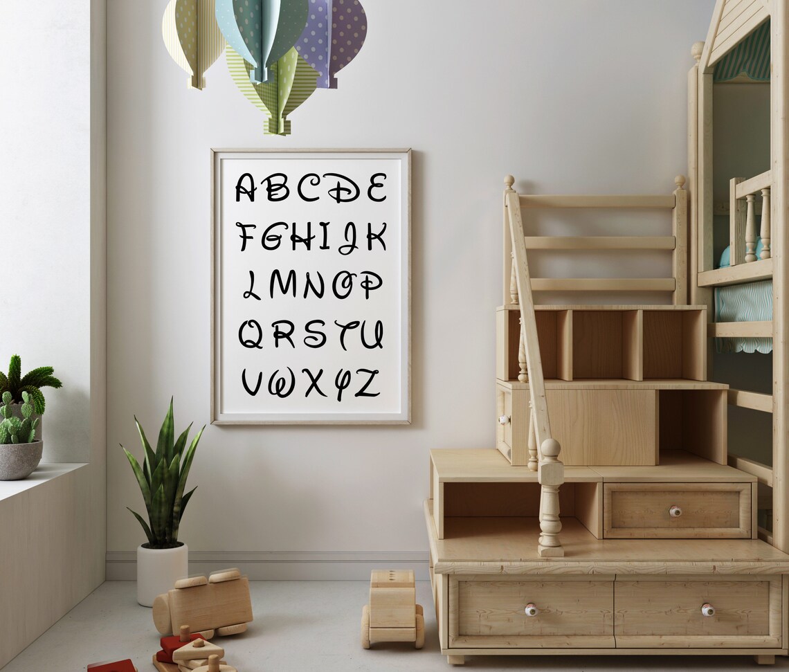 Disney Alphabet Printable Poster Nursery Print Play Room Etsy