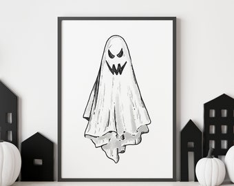 Gruselig Ghost Halloween Print, Halloween Printable, Druckbares Poster, Gruselig, Wandkunst, Digitaler Download, Halloween Dekor, Herbst, Herbst, Boo