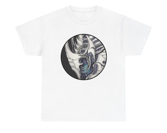 Máscara cortical, arte biomecánico, camiseta unisex de algodón grueso