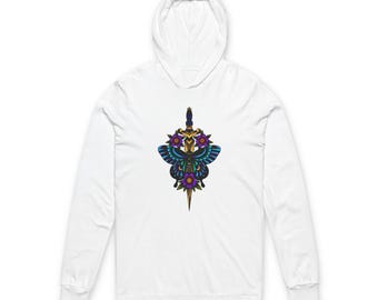 Tatuaje de mariposa con daga dorada, camiseta unisex con capucha de manga larga