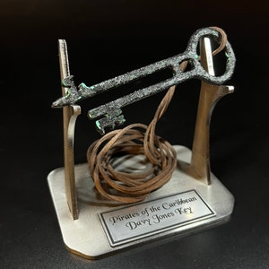 Gift Item for Pirate Fan Metal Davy Jones Key Pirate Decor With Steel Stand Prop Replica Pirates of the Caribbean Jack Sparrow Cosplay