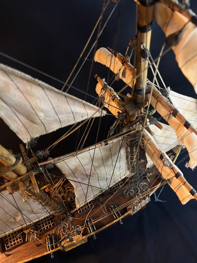 Old Ship Model Wood Sailboat Big Size Museum Quality Weathered Model