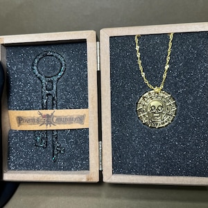 Jack Sparrow Aztec Gold Color Medallion Pendant & Davy Jones Key (SET)