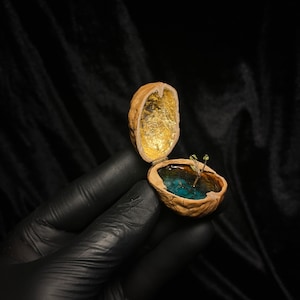 Walnut Shell Miniature Gold Art Epoxy Sea Art