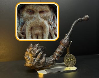 Davy Jones Pipe Replica – Handmade Pirates Prop, 1:1 Movie Replica, Wooden  3D Printed Collectible with Stainless Steel Stand