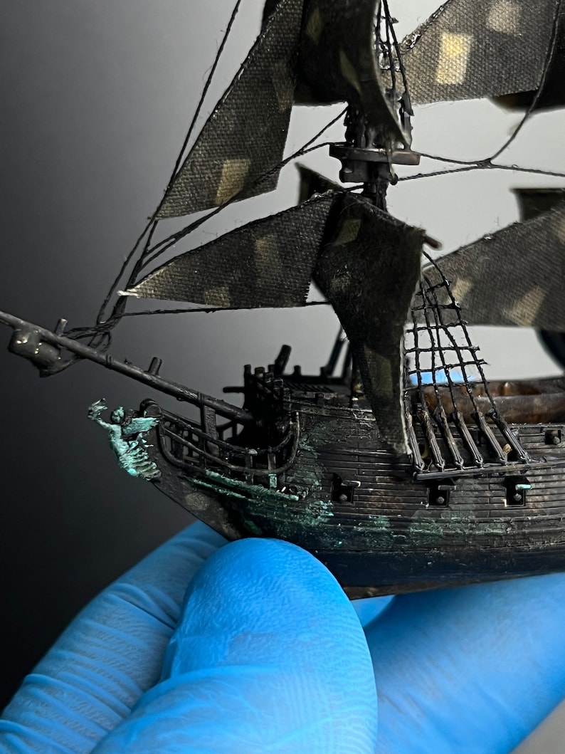 Black Pearl Ship Model Silver Version Miniature Micro Size Etsy