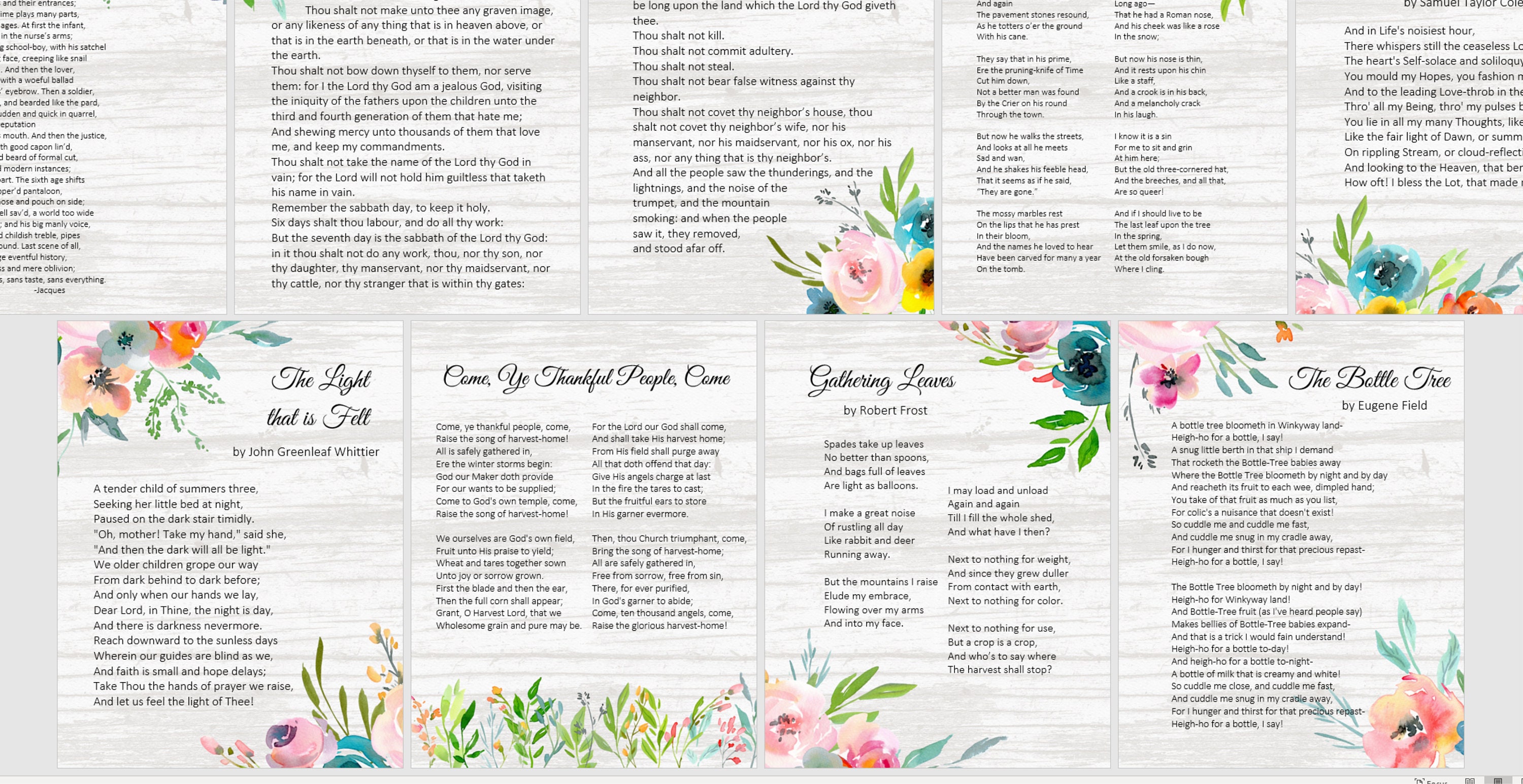 Recitation Binder Editable Word Document - Classical Homeschool ...